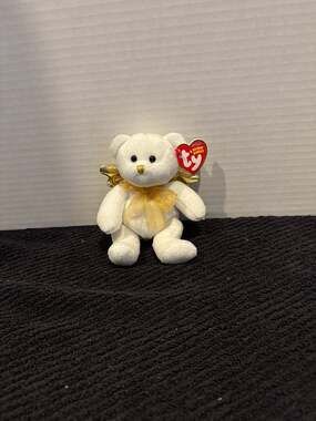 Ty Beanie Baby Halo II Angel Bear Plush with Gold Wings and Tag